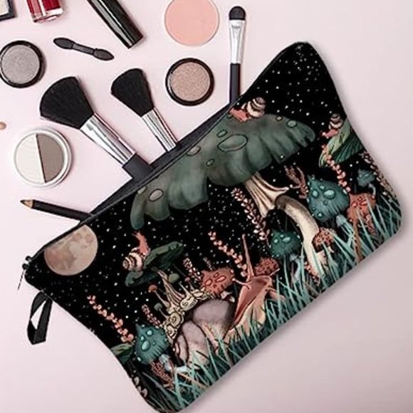 Mushrooms Snails Moon Makeup Bag New - Picture 2 of 8